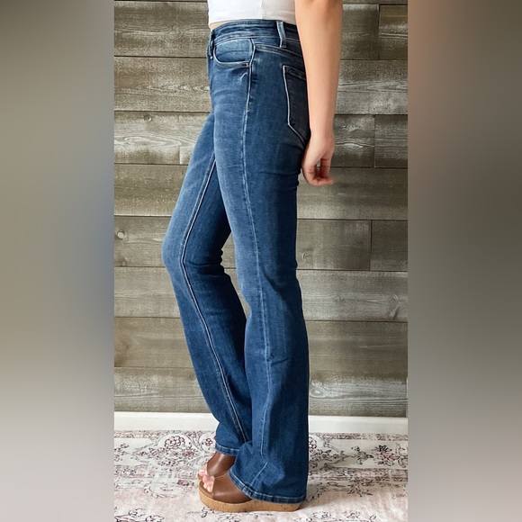 vervet denim mid rise relaxed long tall bootcut jeans revere dark wash T6136 - Picture 9 of 10